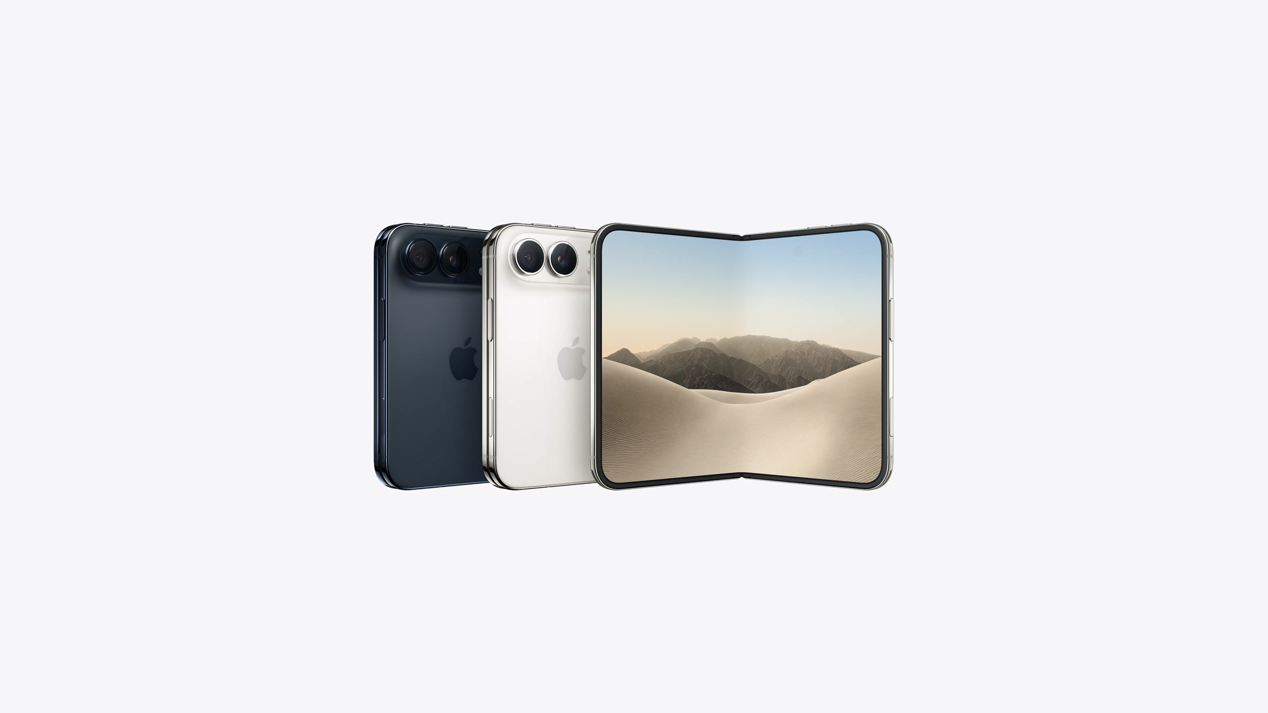 iPhone Duo 星光白色、夜空色與展開機身